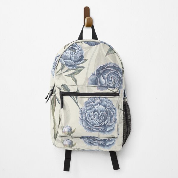 Item preview, Watercolor indigo blue Peonies and translucent leaves pattern with yellow background. designed and sold by NadyaSaen.