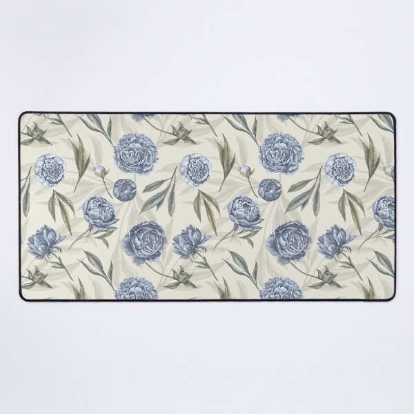 Item preview, Watercolor indigo blue Peonies and translucent leaves pattern with yellow background. designed and sold by NadyaSaen.