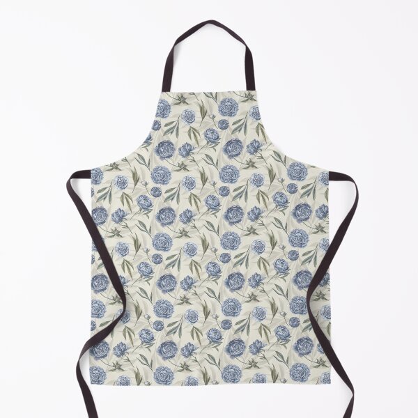 Item preview, Watercolor indigo blue Peonies and translucent leaves pattern with yellow background. designed and sold by NadyaSaen.