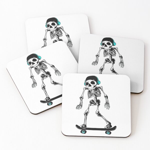 Item preview, Funny skeleton skateboarder with headphones designed and sold by TomFrontierArt.