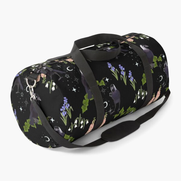 Artikelvorschau, Mystic Jackdaw, ein Muster aus Blumen, Mond und Sternen. Schwarz entworfen und verkauft von Naty Design Prague.