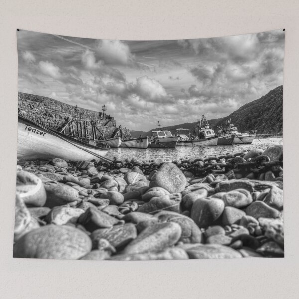Item preview, Clovelly Harbour, North Devon, England, Black And White designed and sold by Paul Thompson Photography.