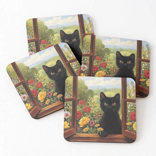 Item preview, Black Cat Print Open Window Black Cat Art designed and sold by Peek-Designs.