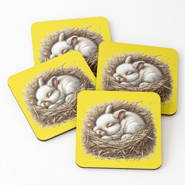 Item preview, Cute baby rabbit on a bed of hay designed and sold by LoneAngel.