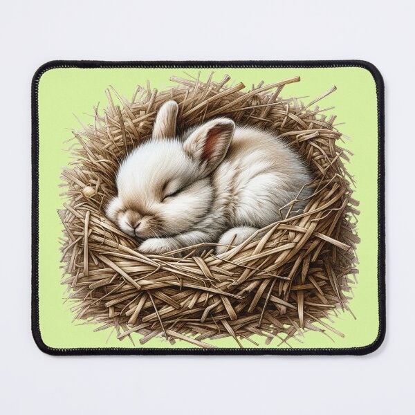 Item preview, Cute baby rabbit on a bed of hay designed and sold by LoneAngel.