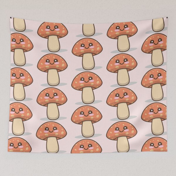 Item preview,  Cute Kawaii Smiling Mushroom Pattern designed and sold by PatternInArt.