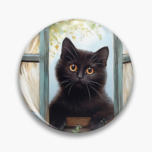 Item preview, Black Cat Print Open Window Cat Art designed and sold by Peek-Designs.