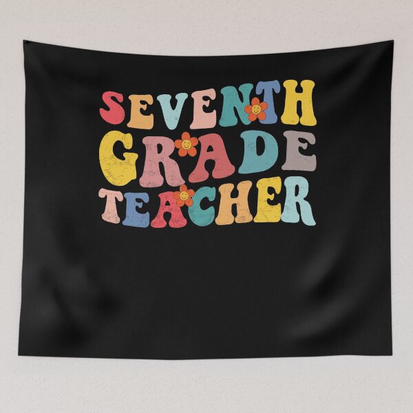 Item preview, Seventh Grade Teacher Summer Graduation School Groovy Retro designed and sold by MobyStickers.