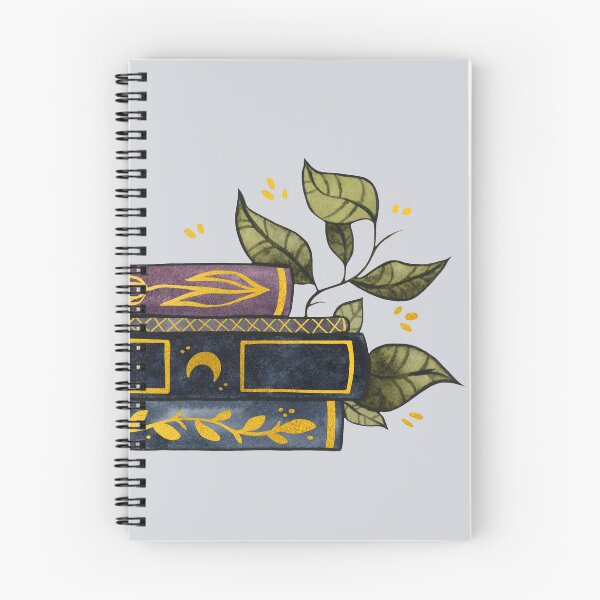 Item preview, Dark book stack with gold details and leaves designed and sold by Ellen Wilberg.