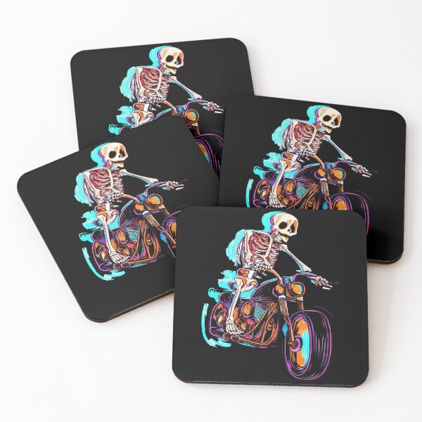 Item preview, Funny Glitch Skeleton Biker on Motorcycle designed and sold by TomFrontierArt.