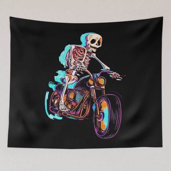 Item preview, Funny Glitch Skeleton Biker on Motorcycle designed and sold by TomFrontierArt.