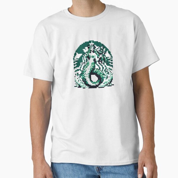 Starbucks Siren - Mermaid Mythology, Coffee Icon, Green and White, Pixel Art, Mythical Siren, Crowned Creature, Digital Design, Barista Inspiration, Legendary Figure, Oceanic Beauty Classic T-Shirt