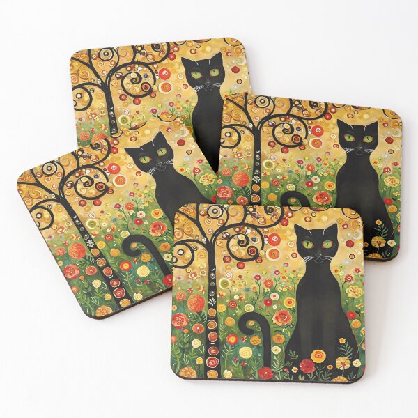 Item preview, Gustav Klimt Garden Cat Print Apple Tree Cat Black designed and sold by Peek-Designs.