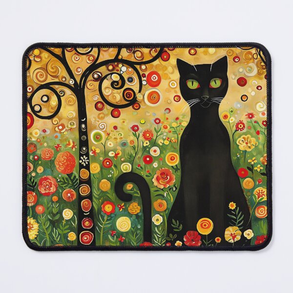 Item preview, Gustav Klimt Garden Cat Print Apple Tree Cat Black designed and sold by Peek-Designs.