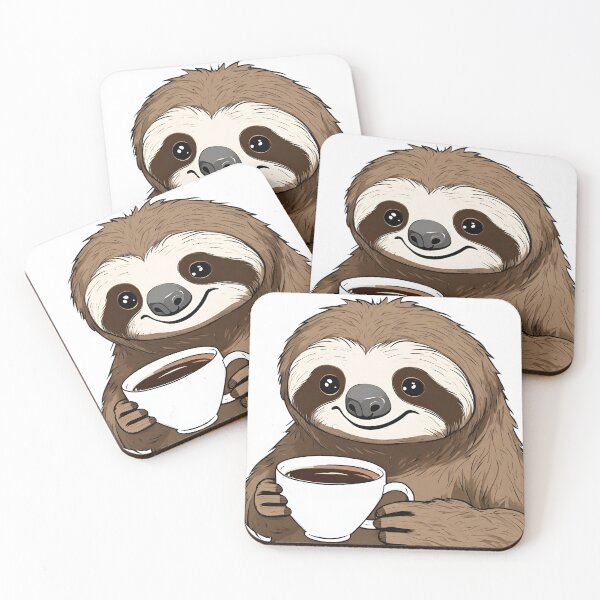 Item preview, Cute Sloth Drinking Coffee V4 designed and sold by Brewed Beginnings - Coffee. Books. Art..