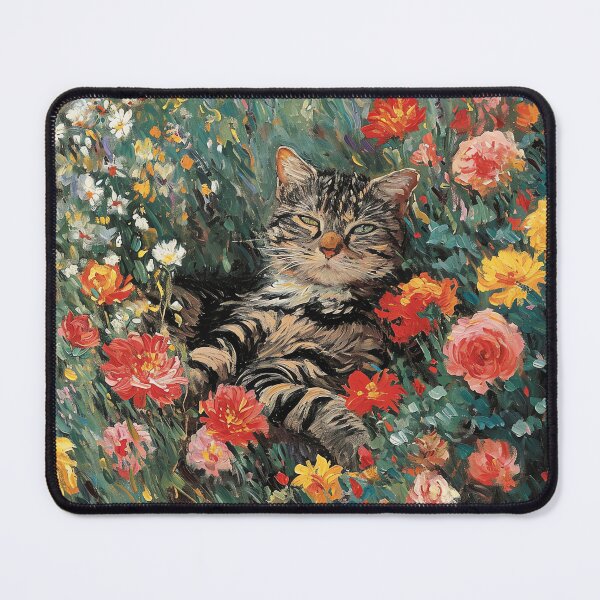 Item preview, Monet Garden Cat Print Claude Monet Flowers Cat designed and sold by Peek-Designs.