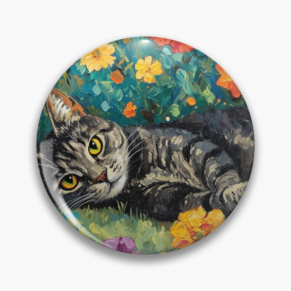 Item preview, Monet Garden Cat Print Claude Monet Flowers Cat designed and sold by Peek-Designs.