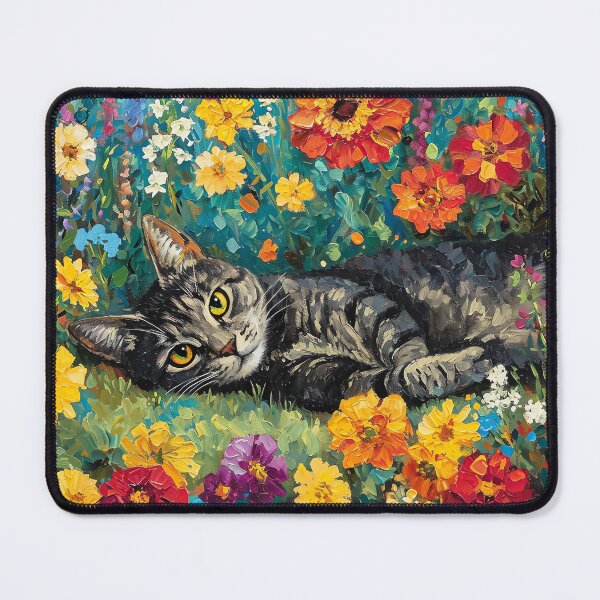 Item preview, Monet Garden Cat Print Claude Monet Flowers Cat designed and sold by Peek-Designs.