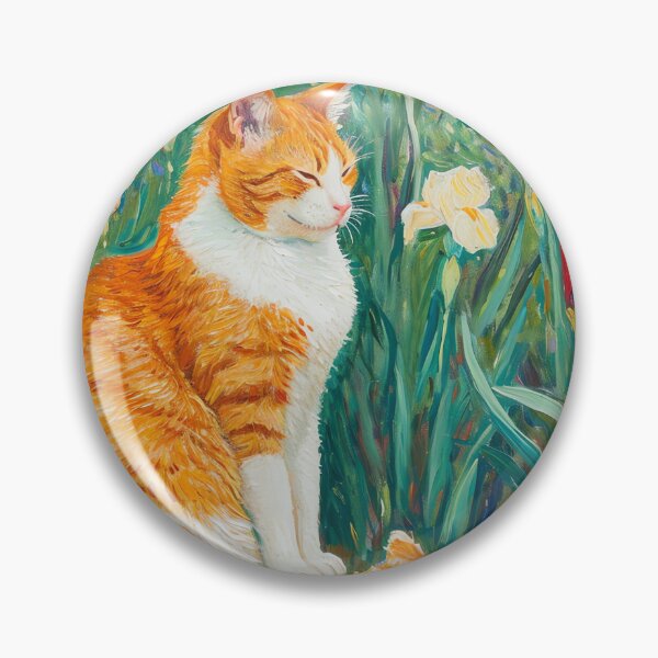 Item preview, Monet Garden Cat Print Claude Monet Flowers Cat Irises designed and sold by Peek-Designs.