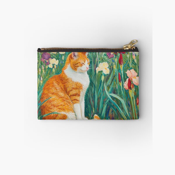 Item preview, Monet Garden Cat Print Claude Monet Flowers Cat Irises designed and sold by Peek-Designs.