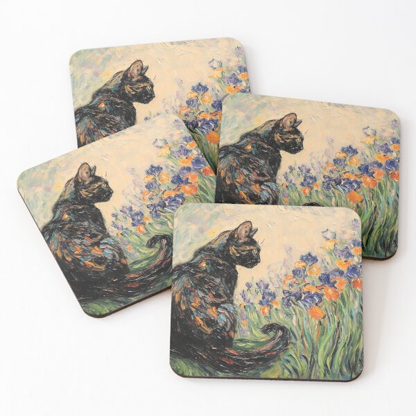Item preview, Monet Garden Cat Print Claude Monet Flowers Cat designed and sold by Peek-Designs.