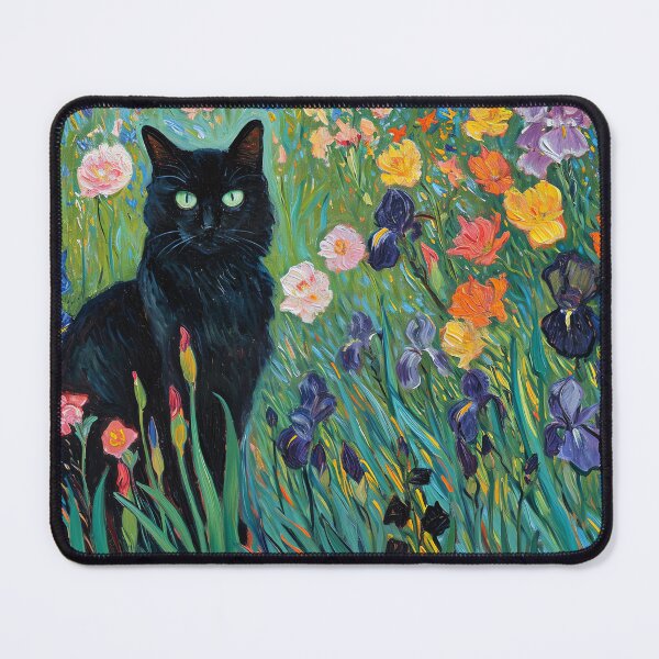 Item preview, Monet Irises Garden Cat Print Claude Monet Flowers designed and sold by Peek-Designs.