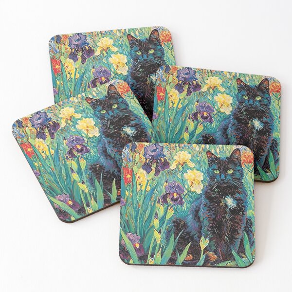 Item preview, Monet Irises Garden Cat Print Claude Monet Black Cat designed and sold by Peek-Designs.