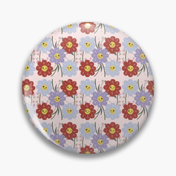 Item preview,  Red Blue Purple Kawaii Cosmos Flower Pattern  designed and sold by PatternInArt.