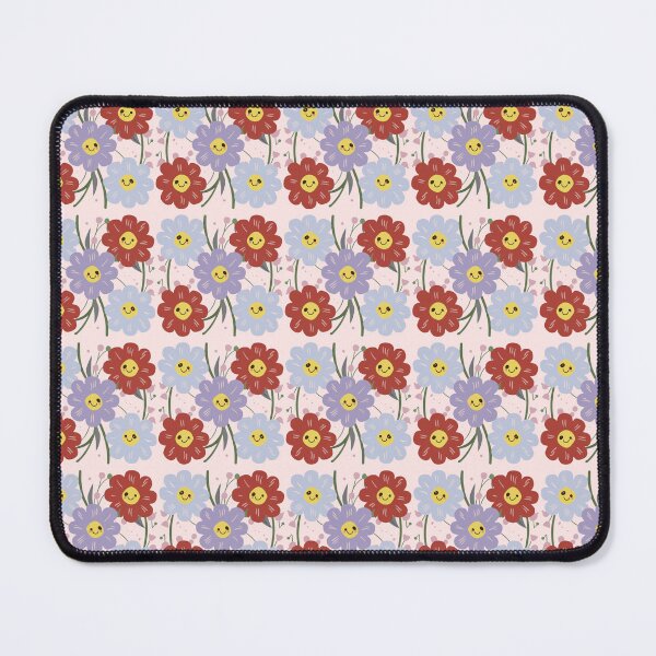 Item preview,  Red Blue Purple Kawaii Cosmos Flower Pattern  designed and sold by PatternInArt.
