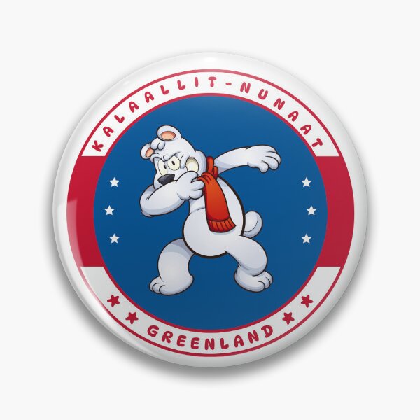 Item preview, Greenland Cartoon Dancing Polar Bear Badge Blue Red designed and sold by GraTEEtude.