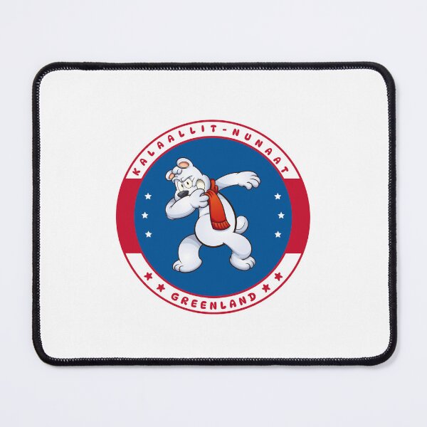 Item preview, Greenland Cartoon Dancing Polar Bear Badge Blue Red designed and sold by GraTEEtude.