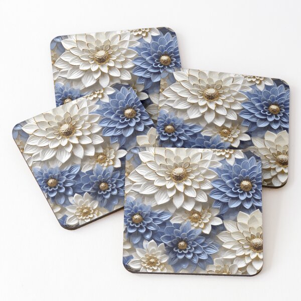 Item preview, Blue and White Dahlia 3D Flowers designed and sold by tmckaydesigns.