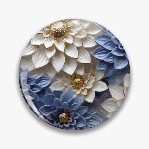 Item preview, Blue and White Dahlia 3D Flowers designed and sold by tmckaydesigns.