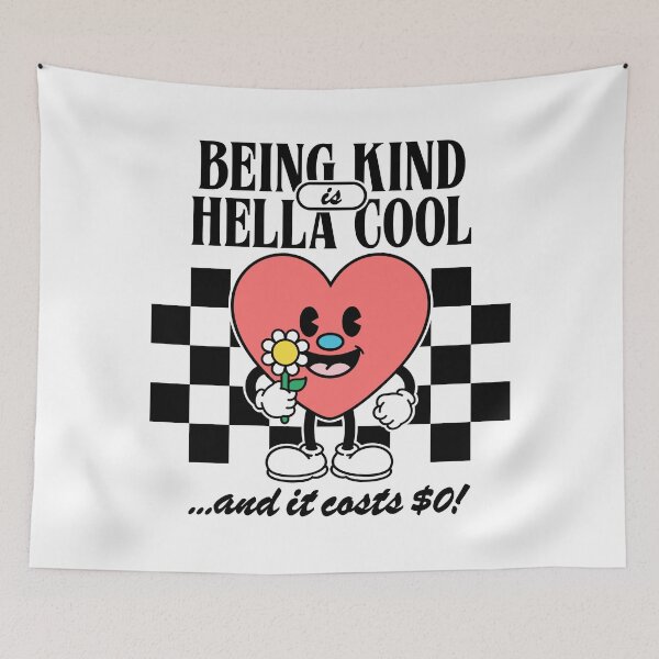 Item preview, Being Kind is Hella Cool | Be Kind | Kindness | Retro Cartoon Character designed and sold by Hannah Lou.