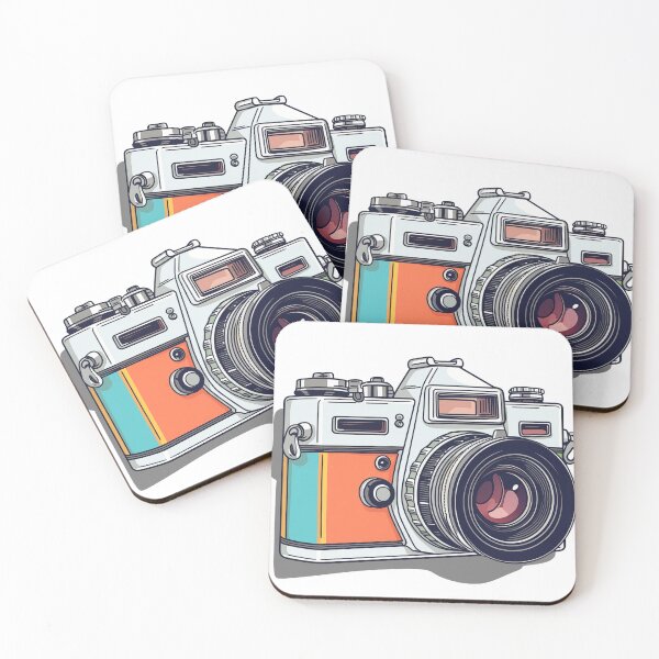 Item preview, Retro vintage photo Camera 35mm with lens illustration colorful designed and sold by TankandDPS.