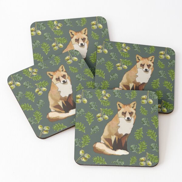 Item preview, Fox with Oak Leaves Acorns by BeeFoxTree (Forest) designed and sold by BeeFoxTree.