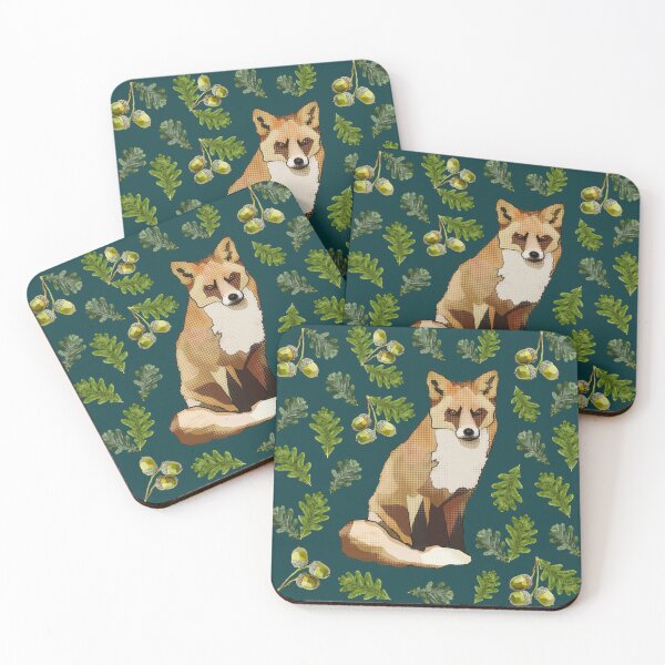 Item preview, Fox with Oak Leaves Acorns by BeeFoxTree (Moody) designed and sold by BeeFoxTree.