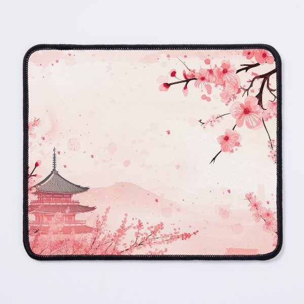 Item preview, Cherry Blossoms & Japanese Temple Artwork designed and sold by KatanaCreative.