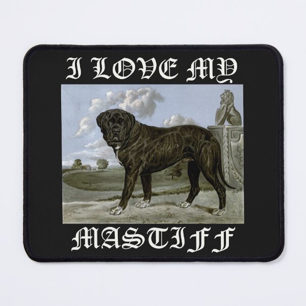 Item preview, I love my Mastiff Vintage Watercolor from Vero Shaw (1881) Illustrated Book of the Dog - white text designed and sold by ElegantTeaTime.