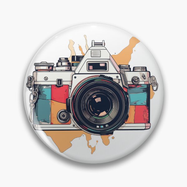 Item preview, vintage retro photo Camera 35mm with lens illustration colorful designed and sold by TankandDPS.
