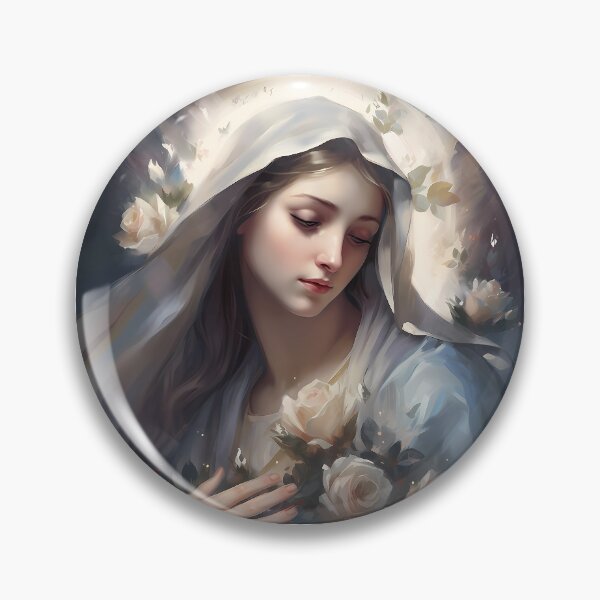 Artikelvorschau, Heilige Maria mit weißen Rosen - Heilige Maria entworfen und verkauft von SanctaTrinitas.