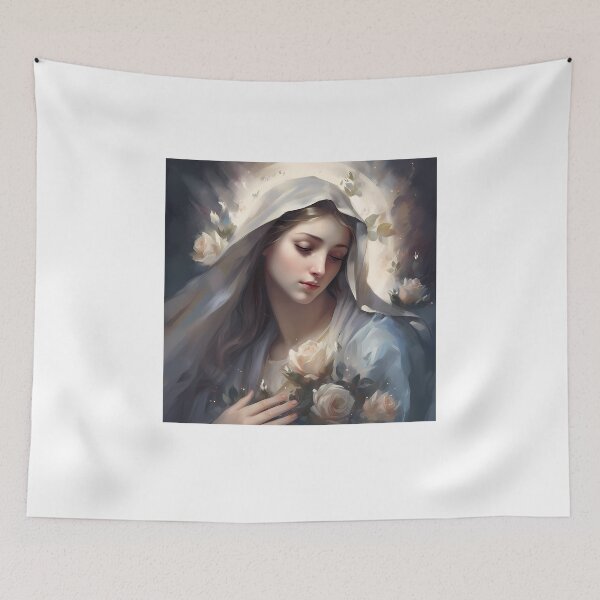 Item preview, Holy Mary with white roses - Holy Mary designed and sold by SanctaTrinitas.