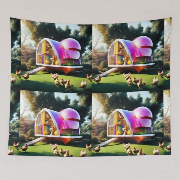 Item preview, futuristic chicken coop with poultry designed and sold by janjacbu.