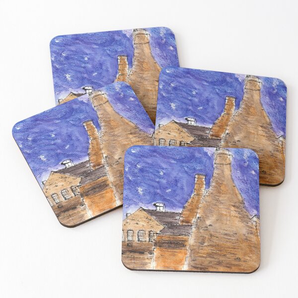 Item preview, Stoke-on-Trent Bottle Kilns in a Thunderstorm - urban sketch designed and sold by paleheather.