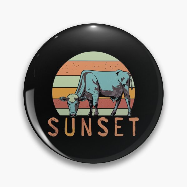 Item preview, Vintage colors sunset and bull in the setting sun designed and sold by desinganddecor.