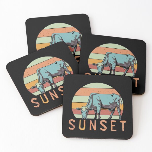 Item preview, Vintage colors sunset and bull in the setting sun designed and sold by desinganddecor.