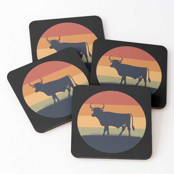 Item preview, Vintage colors sunset and bull in the setting sun designed and sold by desinganddecor.