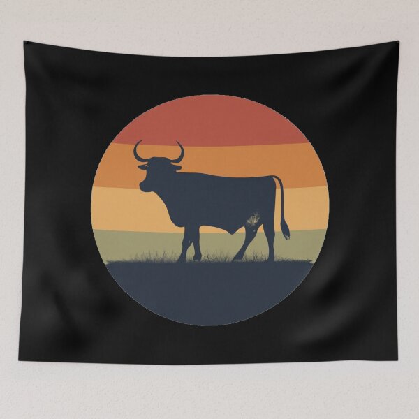 Item preview, Vintage colors sunset and bull in the setting sun designed and sold by desinganddecor.