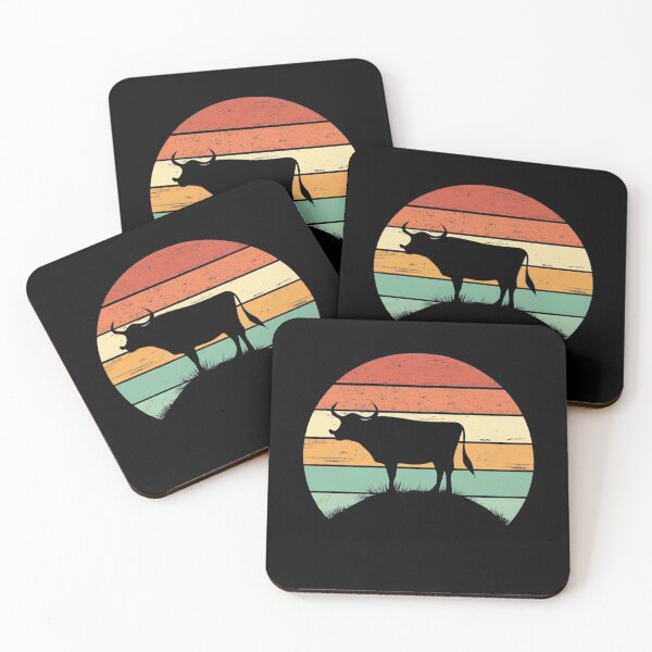 Item preview, Vintage colors sunset and bull in the setting sun designed and sold by desinganddecor.