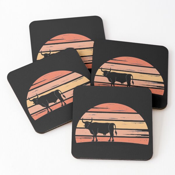 Item preview, Vintage colors sunset and bull in the setting sun designed and sold by desinganddecor.